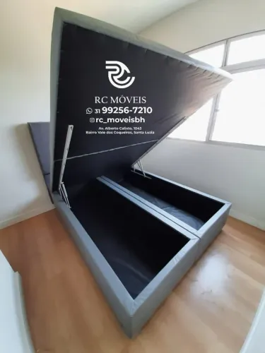 Cama box estruturada Baú Super King 1.93x2.03 Bipartido Blindado com Pistão a Gás