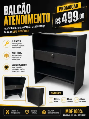Balcão mdf de atendimento 
