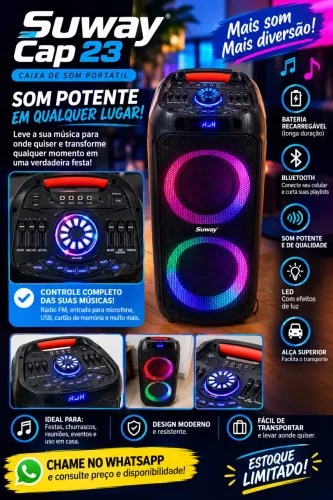 Caixa De Som Bluetooth Sumay Power Box Sm-cap23 600w