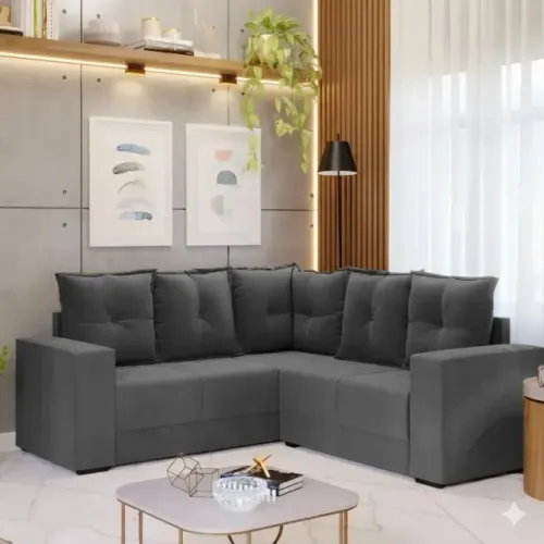 Sofá de Canto Patricia 1,82m Cinza - Estilo e Conforto que Cabem no Bolso