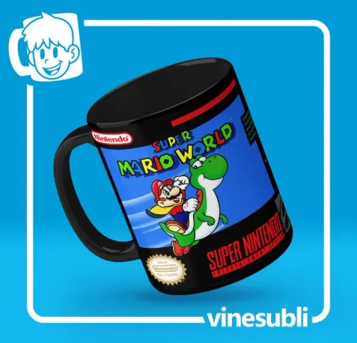 Caneca preta Super Mario World - Super Nintendo