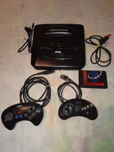 Mega Drive 3 nacional TEC TOY +2 controles + cartucho 10 jogos revisado pronto pra jogar 