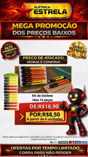 Kit de Estilete Idea 12 Peças - Oferta Especial a partir de 6 unidades