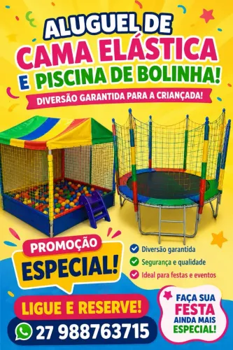 Pula pula, algodão doce, pipoca e piscina de bolinha