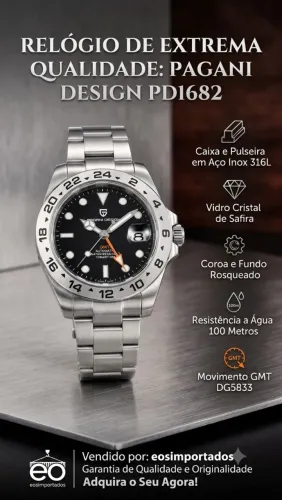 Relógios Pagani design PD1682 GMT automático