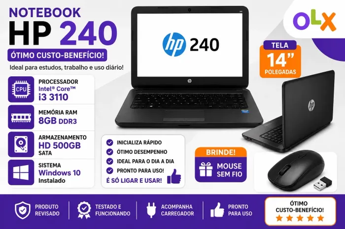 Notebook HP i3 8gb RAM