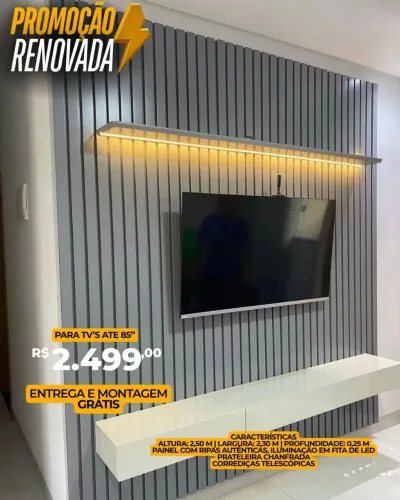 Painel ripado com Led