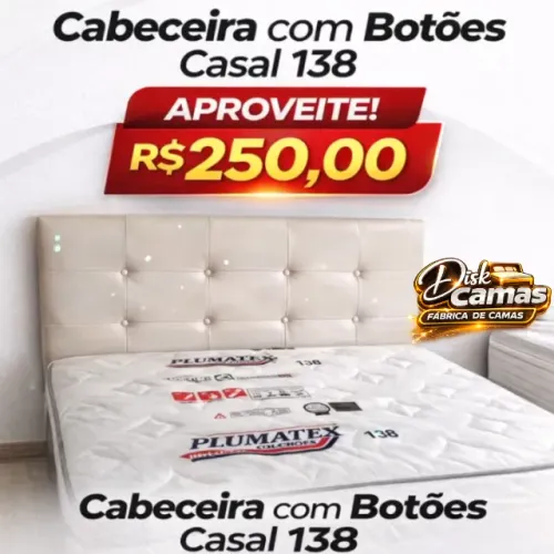 Cabeceira com botões Casal 138. Direto de Fábrica! 