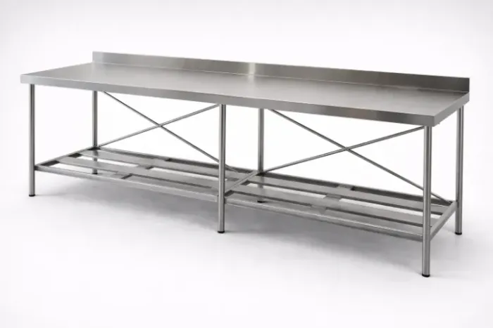 Bancada Inox 2,20m Contraventada Profissional Restaurante
