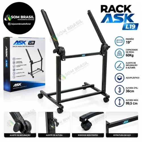 Rack Studio Ask L19 Mesa De Som Amplificador C/ Regulagem
