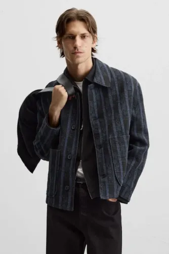 Jaqueta Zara Listrada Jacquard Original Azul Marinho NOVA tamanho GG