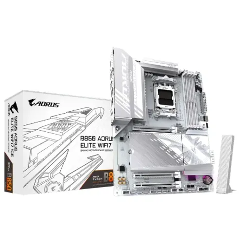 Placa Mãe Gigabyte B850 AORUS ELITE WIFI7 ICE, AMD AM5, ATX, DDR5, RGB, Wi-Fi 7, Bluetooth