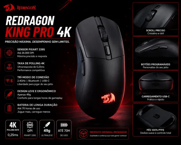 Mouse Gamer King Pro 4K Wireless