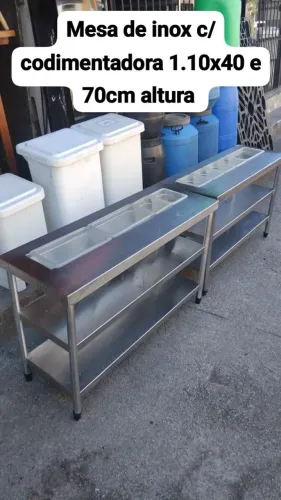 2 Mesa de inox 304 c/ codimentadora 1.390,00 cada