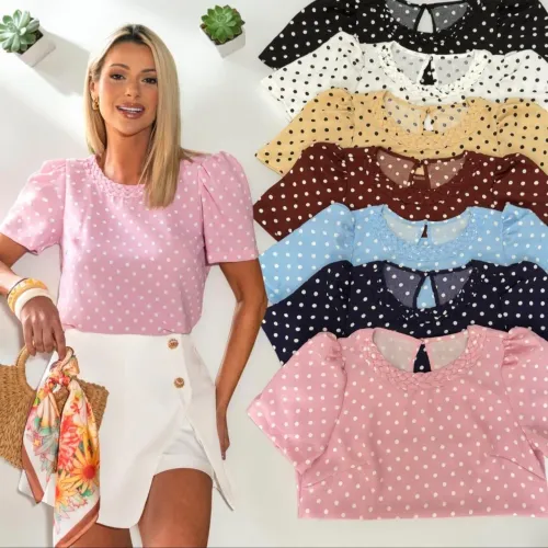 Blusa Feminina Social Poa Promocao