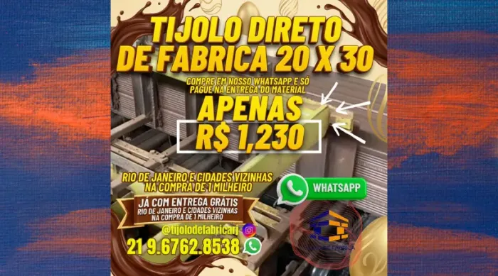 tijolo 10 furos 20x30 para construtoras 