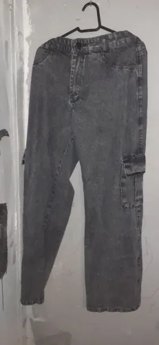Calça jeans cargo Marmo wide leg feminina luxo