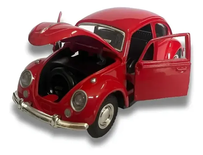 Carrinho Fusca Ferro Fricção Metal Miniatura 53 Brinquedo Cor Vermelho