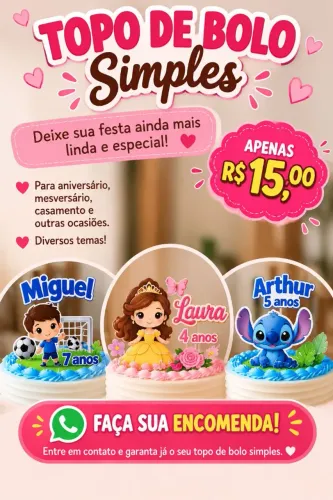 Topo de bolo personalizado simples