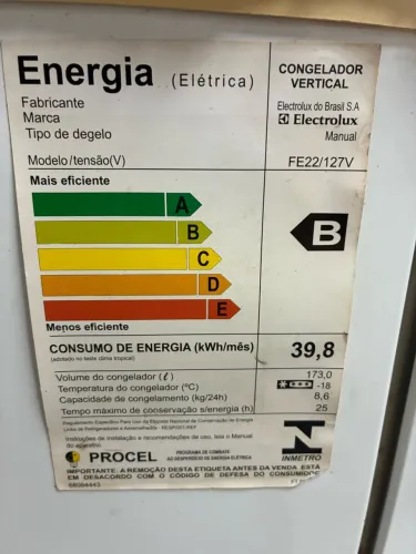 VENDO FREEZER ELECTROLUX FE22