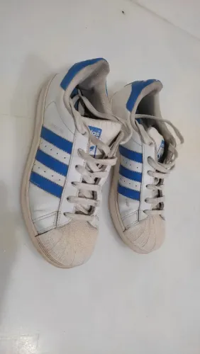 tenis superstar adidas branco e azul 37