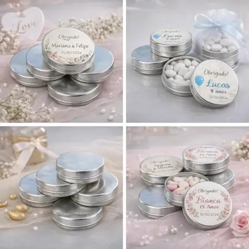 Kit 200 latinhas metálicas alumínio lembrancinhas festas 5,3cm x 1,5cm 30g