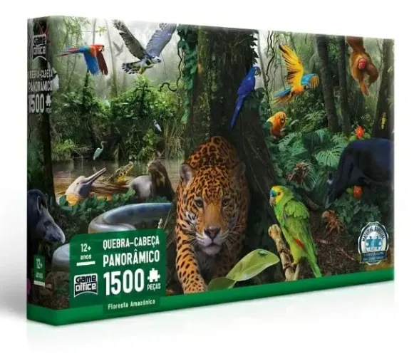 Quebra cabeça panorâmico puzzle 1500 peças Floresta Amazônica 2693 Game Office Lacrado
