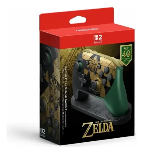 Controle Nintendo Switch 2 Pro + Stand - Edição Zelda 40 Anos