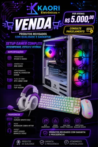     PC Gamer Ryzen 5 5600G + RTX 3060 12GB + Periféricos