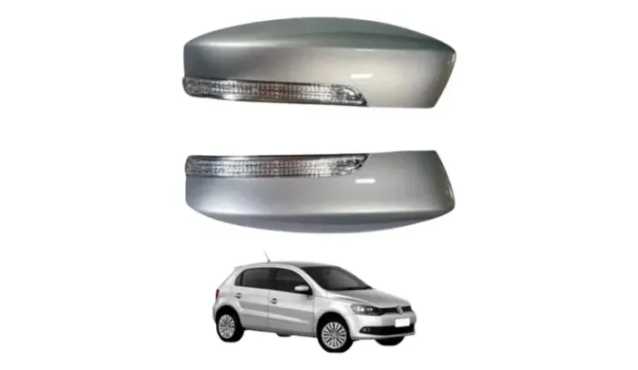 Kit Capas de Retrovisor com Pisca Gol Voyage Saveiro G6 G7 G8 Prata Vermelho Cinza