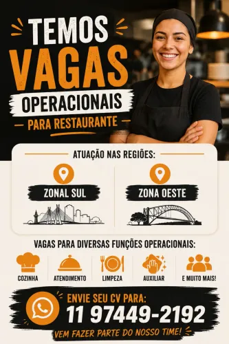 Vagas Operacionais - Restaurante - ZS e ZO