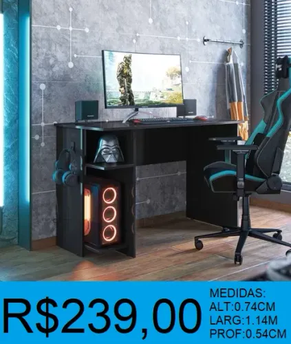 escrivaninha - gamer - compre hoje e receba em até 72 horas
