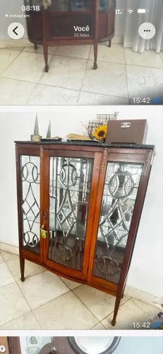 Cristaleira vintage vidro bisotado