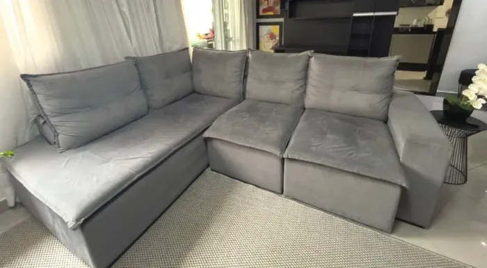 Sofá em L cinza - 2,33 x1,45 x 90 ( reclinável e retrátil)