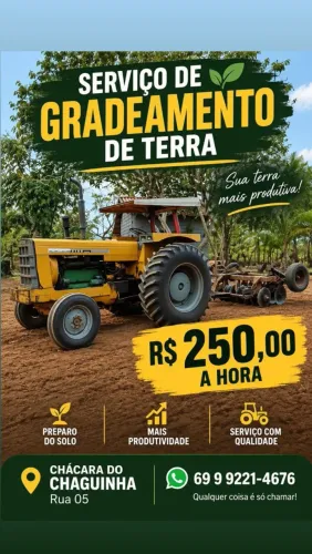 Serviço de Gradeamento de Terra - R$ 250/hora