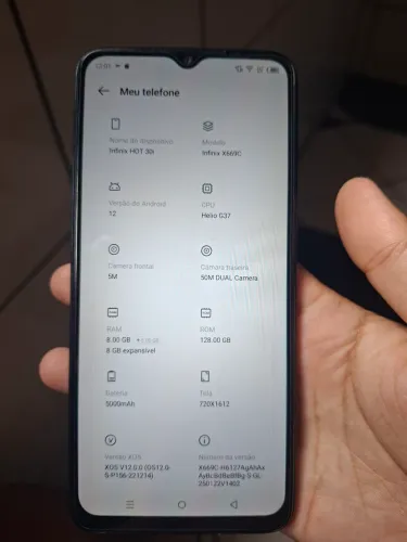 Celular infinix HOT 30i 128g 8g de RAM + 8g expansivo 