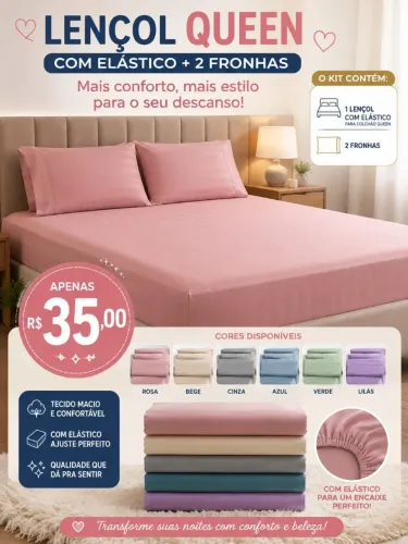 Jogo de cama Queen lençol+2 fronhas