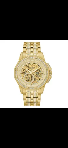 Bulova Automatic Skeleton dourado, com: 