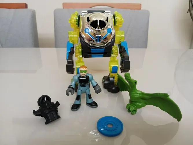 Robô Fisher-Price Imaginext Doc & Exo Suit - com boneco e Pterodáctilo