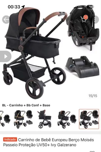 Carrinho de bebê, tenho 2 unidades desse modelo
