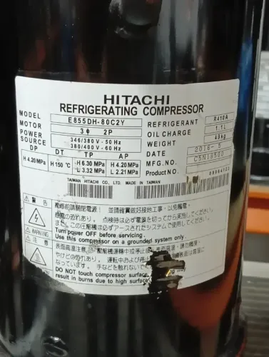 Compressor Hitachi 71.000 BTUs E855DH-80C2Y Fixo 380V R410A