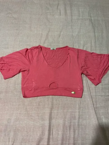 Cropped Rosa de malha