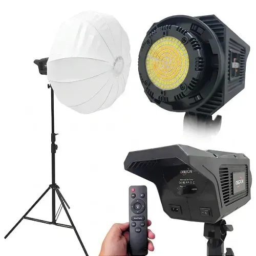 Luminária LED Softbox Bicolor Bivolt 80W, Acompanha Tripé Regulável Até 2.40m, Preto