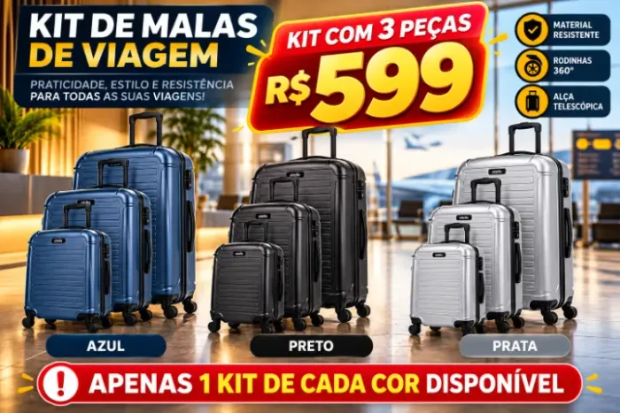 KIT MALA DE VIAGEM 3 PEÇAS-  P, M E G *