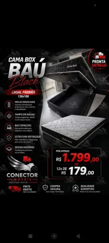 Cama Box Black baú tradicional 138x188
