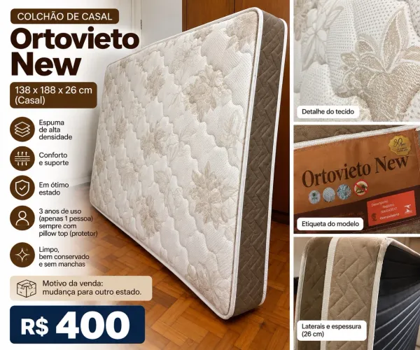 Colchão de Casal Ortovieto New | 3 Anos de Uso | Bem Conservado
