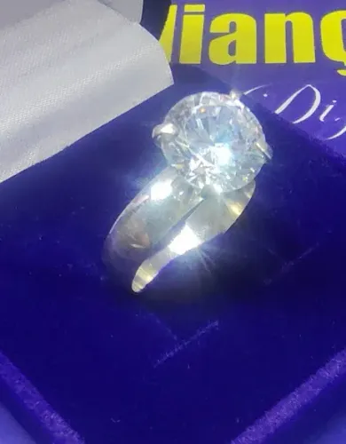 Anel Solitário Prata 950 Peso 3.87 Gramas Pedra Zircônia 10 mm