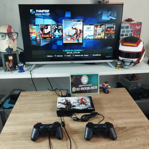 Ps2 com tema e vários jogos