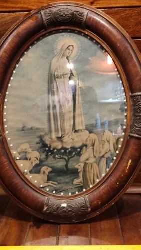 Quadro antigo de NOSSA SENHORA DE FATIMA e os 3 pastores