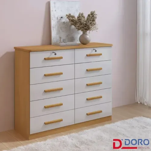 Cômoda Ryad Com 10 Gavetas Cinamomo/Off